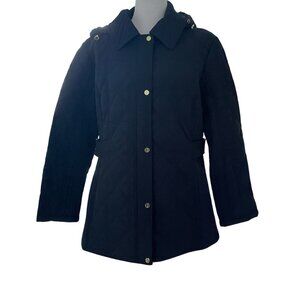 Jones New York Plus Hooded Stand Collar Quilted Coat Dusk Navy Size PXL